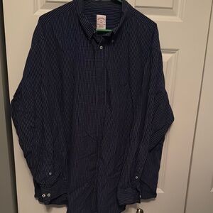 Casual Button Down Shirt in Navy Blue with Long Sleeves and Textured Fabric